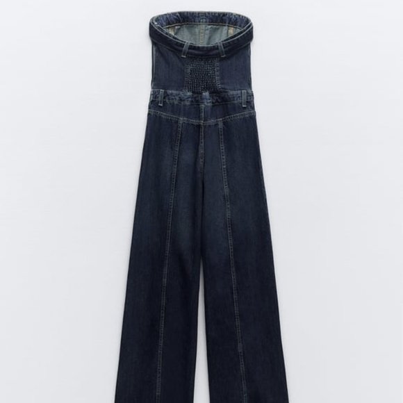 ZARA STRAPLESS TRF DENIM JUMPSUIT NAVY BLUE | 0541/239 266/015 - Picture 5 of 7
